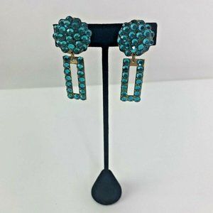 Michele Sugar Glitzy Bling Clip On Blue Earrings